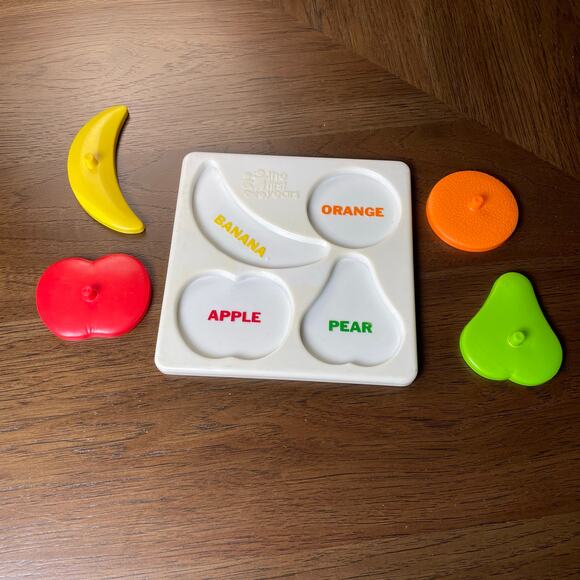 The First Years 4 Piece Puzzle Vintage 1977 Fruit Animal Plastic Hong Kong Toy - Picture 5 of 11